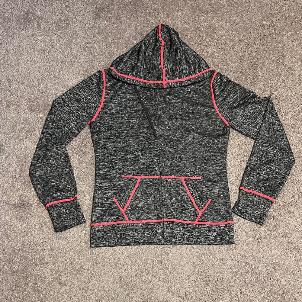 Women's Charcoal and Pink Trim Hoodie